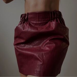 Dynamite Red Mini Bubble Skirt with Ruched Style for Cocktail